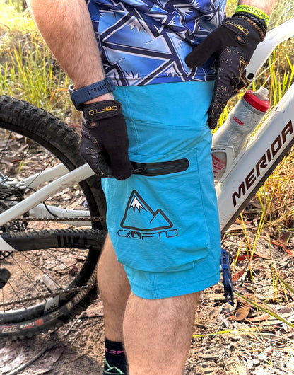 CROFTO MTB 4-Way Stretch Shorts | Lightweight Trail Riding Shorts - Electric Blue