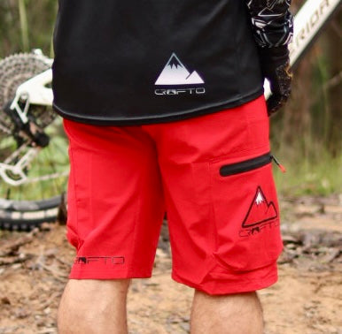 CROFTO MTB 4-Way Stretch Shorts | Lightweight Trail Riding Shorts - Red