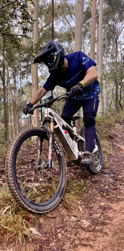 bike rider on a mountain bike in forest