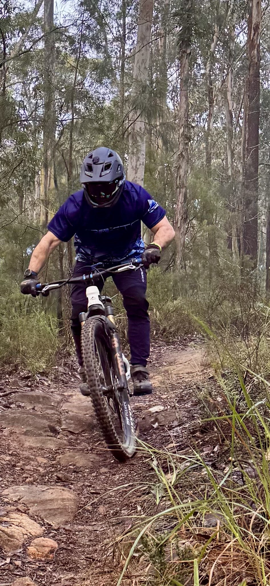 bike rider on a mountain bike in forest