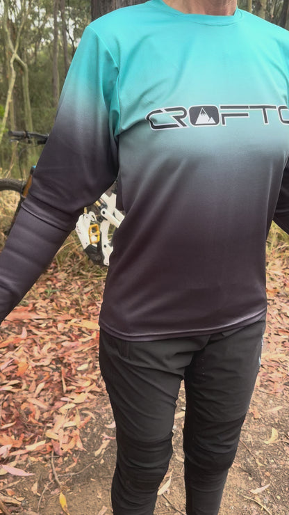CROFTO Fade Long Sleeve Riding Jersey - Grey & Teal