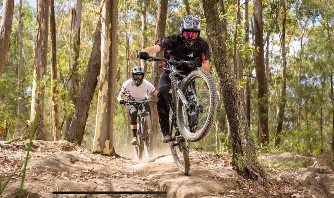 Mountain bike riders on trail